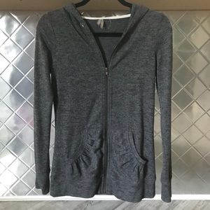 Cute Gray Hoodie Zip Up Jacket